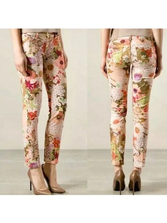 Tory Burch Denim - Tory Burch Pink Floral Print Jeans Super Skinny Size 27